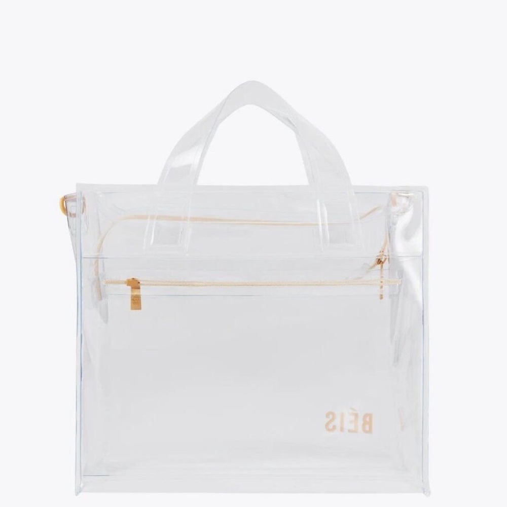 BEIS Clear Travel Tote with Gold Accents